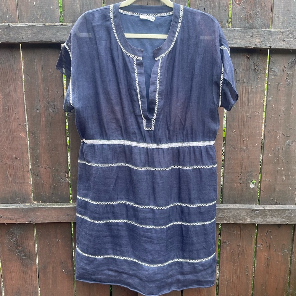 VINCE - Lightweight 100% Ramie Dress with Crochet Detailing. Size 12